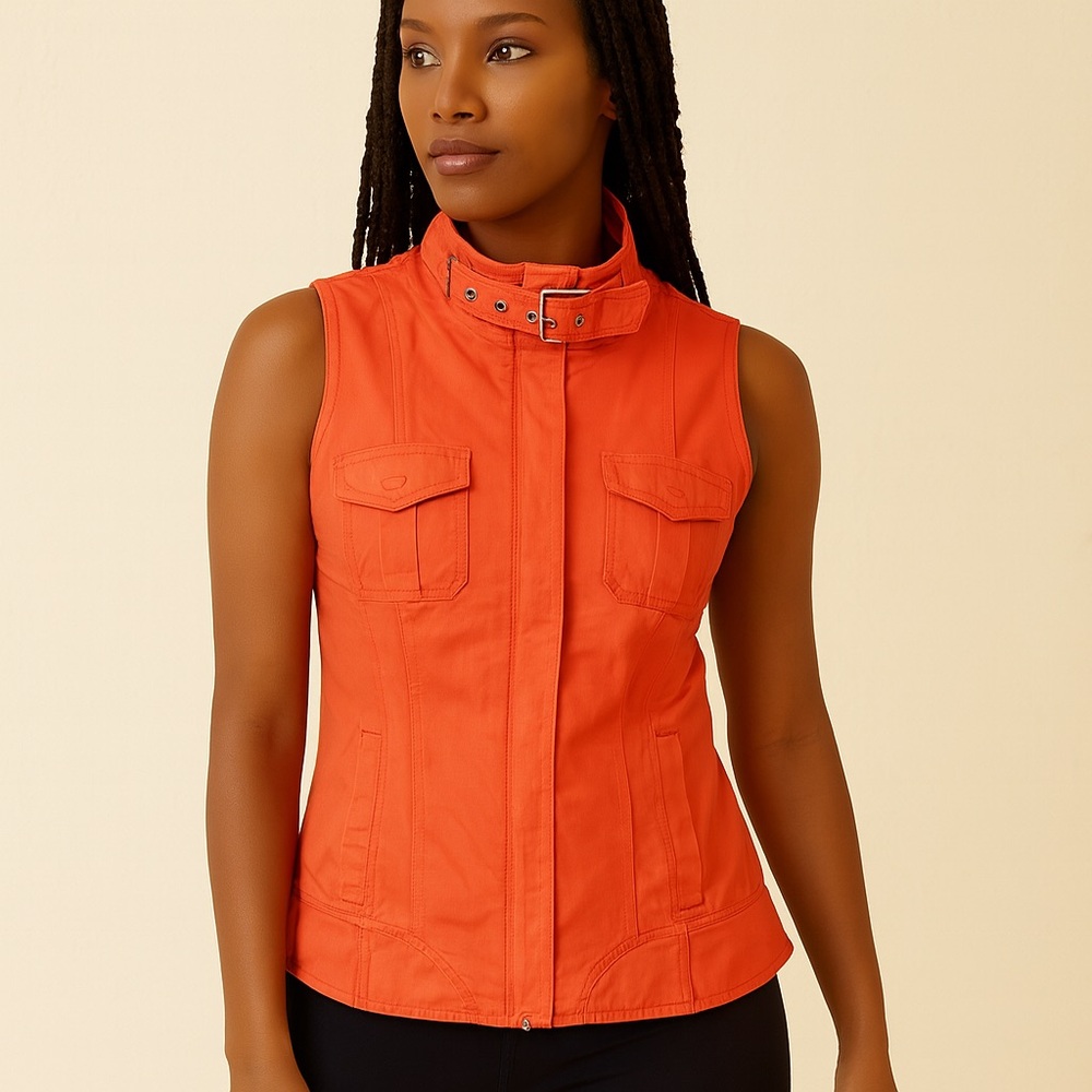 Victoria’s Secret Y2K Cargo Zip Vest Orange Sz S